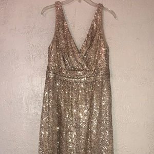 David's Bridal Sequin V-Neck Bridesmaid Dress
